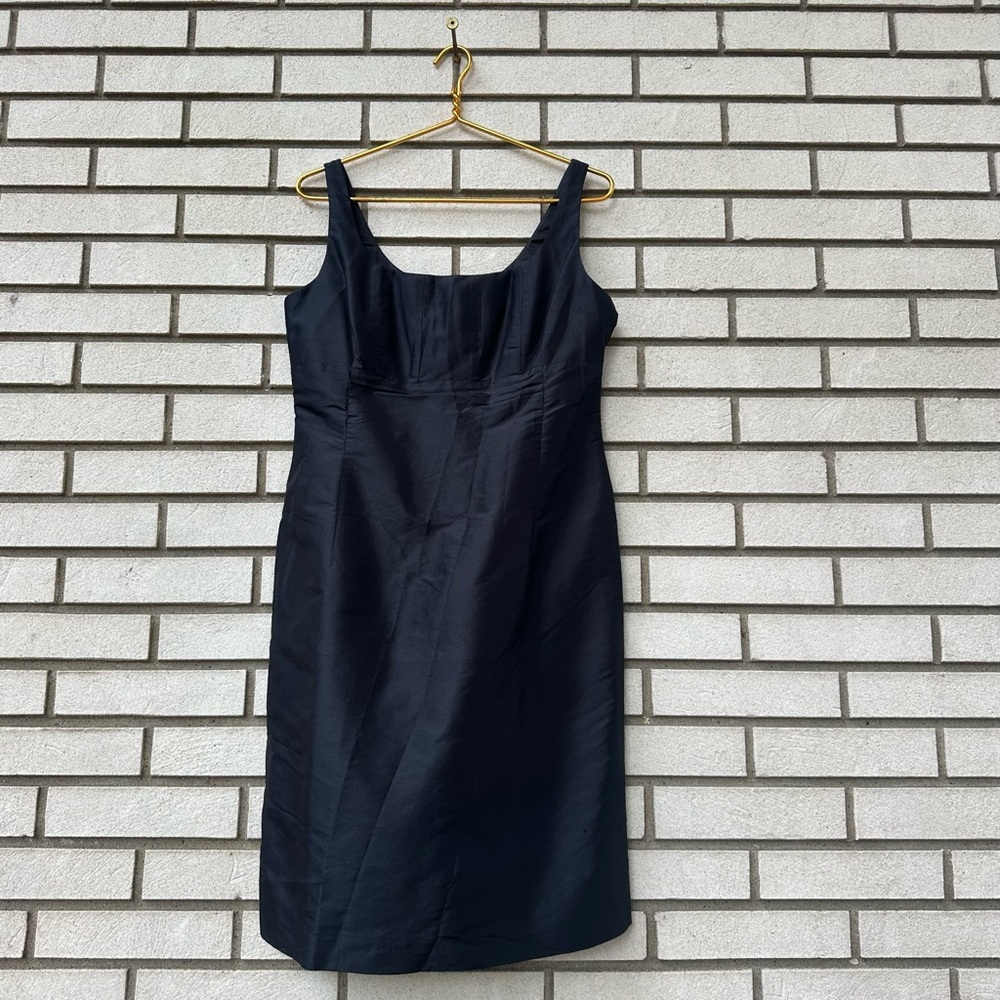 Valerie Stevens 100% Silk Black Sheath Dress Square Neck Classic Elegant Size 10